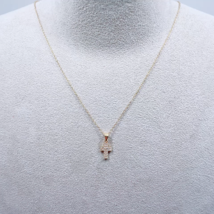 Gold Plated Premium Steel Diamond Simulant Dainty The Everlasting Cross Pendant Necklace (Made In Japan)