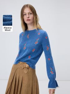 LANCY FROM 25 | Wool Round Collar Embroidered French Knit Sweater Slim Fit Business Casual