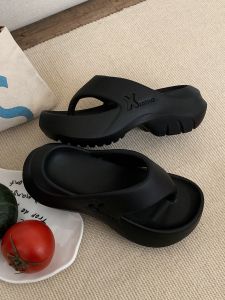 EVA Thick Heel Womens Sandals Simple Style Summer Popular Pure Color Anti-Slip Fashionable Yinye Slippers Korean Version High Heel