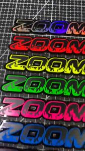 สติกเกอร์โลโก้ ZOOMER X ลายไฟ สติกเกอร์งานตัวนูน  [1 ชุด ได้ 2 ข้าง]  สีเรืองแสงสะท้อนแสง สั่งทำสีอื่นได้