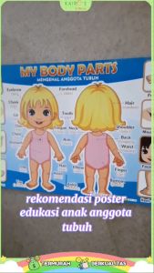 Poster Dinding Edukasi Belajar Gambar Anak My Body Parts Mengenal Anggota Tubuh Perempuan Laki Laki