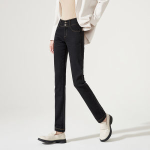 ESE·Y High Waist Straight Leg Jeans Womens Slimming Large Size Long Pants Fashionable Versatile Cotton Stretch Denim