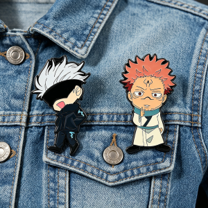 Bandai | Cute Anime Enamel Pins Cartoon Satoru Gojo & Ryomen Sukuna Brooch Pins Metal Lapel Badges for Backpack Accessories