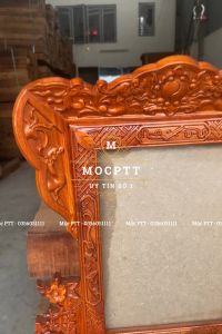 Khung Ảnh Thờ chiện Mai khung đục Gấm gỗ Hương kích thước 20 x 30 cm 25 x 35 cm đồ dùng phòng thờ
