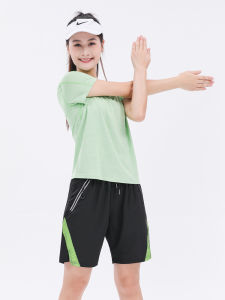 Summer Lightweight Loose Five-Quarter Running Shorts And Short-Sleeved T-Shirt Fitness Set for Women Breathable Quick-Dry Sportswear