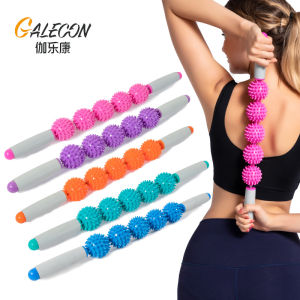 Muscle Relaxing Rolling Stick Yoga Fascia Massage Stick Mens Womens Wolf Tooth Hedgehog Ball Massage Stick Home Fitness