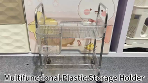Transparent trolley Home decoration Creative design Multi-layer stainless steel plastic storage rack Kitchen organizer Rotating storage trolley rack#602