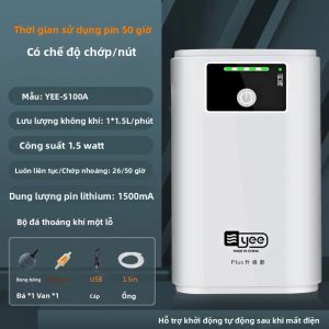 Máy Bơm Oxy Bể Cá Di Động Êm Ái Sử Dụng Pin Lithium USB Hai Chức Năng Dùng Cho Gia Đình Và Câu Cá Ngoài Trời