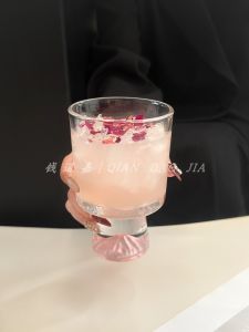 Pink Mountain Glass Cup Drinking Water Beverage Drink Cup Home Use Coffee Cup Sweet Cone Cup Nordic Style Single Layer Cup