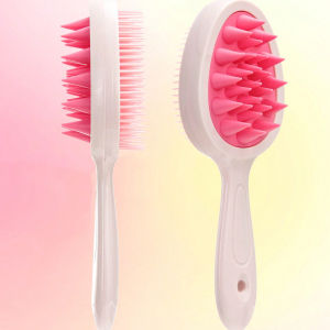 Detangling Hair Brush Dual Purpose Finishing Comb with Long Handle for Scalp Massage&Cleaning Wet&Dry with Double Tooth Design