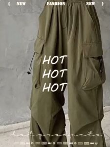 GDTIMA Cargo Pants Wanita Loose Highwaist Celana Hitam Celana Panjang/Celana Kargo/Celana Kulot
