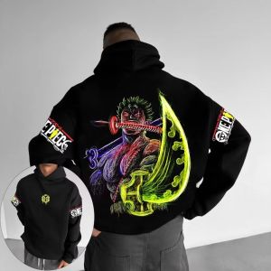 Bandai | One Piece Zoro Anime Hooded Sweatshirt Men Women Pullover Hoodie Streetwear Loose Casual Graphic Print Long Sleeve Spring Autumn