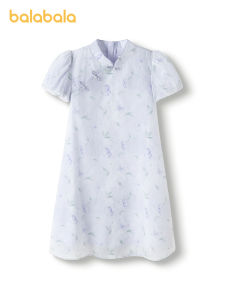 ชุดเดรสเด็กผู้หญิง Balabala 2025ชุดเดรสสำหรับเด็กใหม่ฤดูร้อนเดรสคอปกแมนดารินละเอียดอ่อนสไตล์ดั้งเดิมใหม่