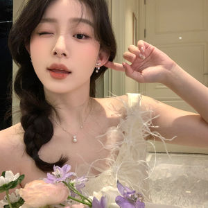 Elegant Pearl Tassel Earrings with Heart Design No Piercing Required for Women Fashionable Jewelry Clip-On Studs