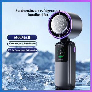 Taoxilife ใหม่เซมิคอนดักเตอร์เครื่องทำความเย็นมือถือพัดลม 6000mAh 100 ความเร็วพัดลมความเร็วสูง USB ชาร์จแบบพกพาพัดลมพับได้ LED ดิจิตอลมินิพัดลม