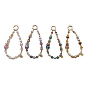 Light luxury Melad color scheme design bag hanging decoration alloy handmade bead retro crystal phone chain