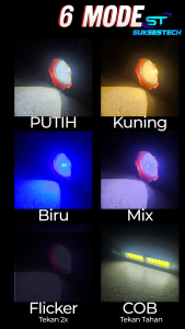 Senter Pancing Premium Aluminum Zoom In Out 3 LED 3 Warna Cahaya Good Quality COB 6 Mode ST 101-3