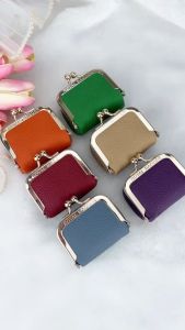 Genuine Leather Mini Coin Purse for Women Solid Color Pouch Casual Small Storage Bag Jewelry Bag