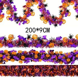 200CM Colorful Sequin Tinsel Strips Pumpkin Spider Haunted House Streamers Strips Halloween Home Decoration Halloween Ornaments