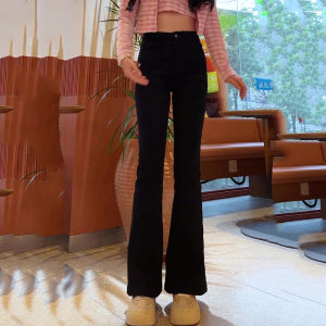 Black High Waist Flared Jeans Womens Spring Summer New Style Slimming Floor-Length Versatile Horse Hoof Pants Korean Style