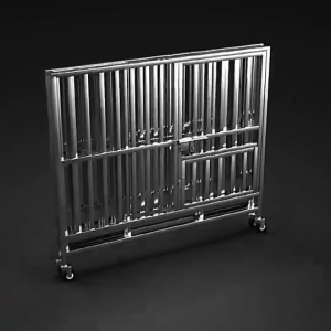 PAPAPET Stainless Steel Heavy Duty Dog Crate | Foldable Portable Extra Large Pet Cage for S/M/L Dogs Strong Construction Leak-Proof Tray
