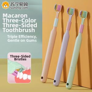 360° Cleaning Adult Toothbrush Three-Sided Stereoscopic No Dead Angle Soft Bristle Tongue Scraper Family Pack Oral Care