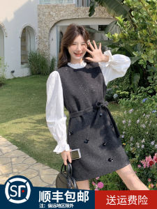 French Style ShangFeng Dress Set Womens Spring Autumn New Model Elegant High-End Feeling Sequin Vest Dress Two-Piece Set