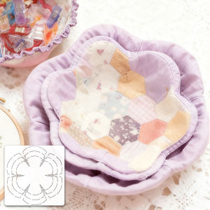 YOMDID 1pc Floral Shape Sewing Template 6-Petal Quilting Templates PET Template with 3 Sizes DIY Fabric Storage Basket Template