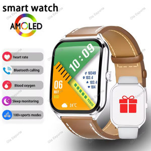 New Ultra Thin Smart Watch Men 1.96" AMOLED Display Always Bluetooth Call Heart Rate Voice Assistant Waterproof Smartwatch Women