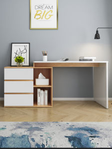 Yizhuo L-Shaped Computer Desk Wood Color Corner Retractable Desk Simple Home Bedroom Double Study Table Office Desk