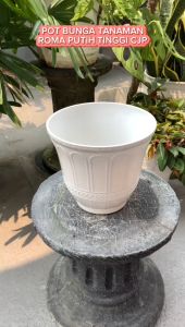 POT BUNGA TANAMAN TINGGI CJP ROMA PUTIH BAHAN TEBAL - CJP ROMA PUTIH