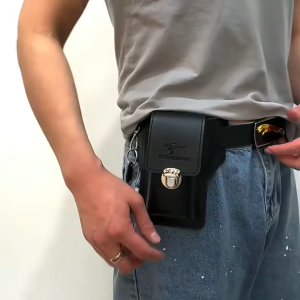 Personalized Name Embossing DIY Men Leather Vintage Pack Waist Bag Belt Clip Phone Holder Travel Hiking Belt Pouch Purse Bag