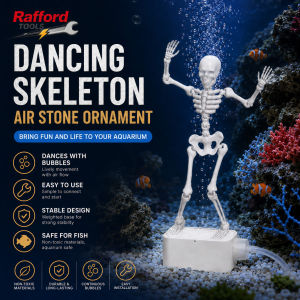 Rafford Dancing Skeleton Aquarium Bubbler Ornament – ​​Air-Driven Animated Skeleton Fish Tank Decoration Fun Underwater Scaping