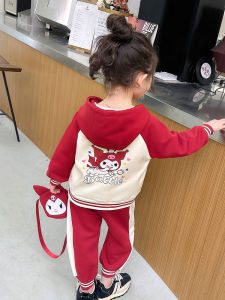 Korean Style Childrens Sportswear Set Baby Girls Spring Autumn Fashionable Two-Piece Suit Comfortable Soft Material Outfit