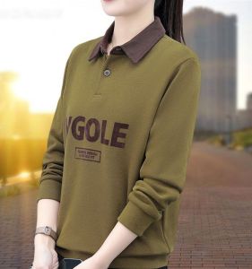 ทันสมัย หนาขึ้น ผ้าขนแกะ ผู้หญิง เสื้อสเว็ตเชิ้ต Anti-Aging ฤดูใบไม้ร่วง ฤดูหนาว แจ๊กเก็ต ปกโปโล Commuter Style Long Sleeve Regular Fit