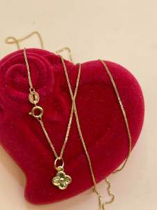 18k SAUDI GOLD NECKLACE W/ Pendant Open Back