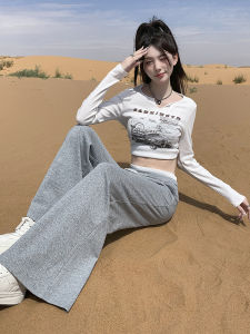 กางเกงวอร์มทรงหลวมสไตล์อเมริกันย้อนยุคสำหรับผู้หญิง กางเกงขายาวทรงหลวมสไตล์ลำลอง ทรงหลวม กางเกงขายาวทรงหลวมสำหรับผู้หญิง