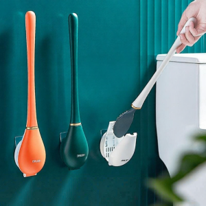 Upgrade All-angle Wall-mounted Silicone Toilet Cleaning Brush