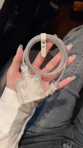 Mini ชุดถนอมสายชาร์จ 20w 18w ชุดป้องกันสายหัก ลายหมีใสโบว์ดำ