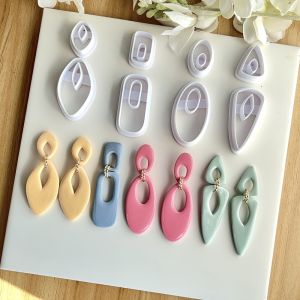6Pcs Geometric Boho Abstract Geometric Shape Large Earring Clay Tools Hollow Polymer Clay Cutters Molds for DIY Earrings