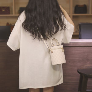 MINGYANA | White Autumn Winter Luxury Crossbody Mini Bucket Bag
