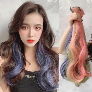 Highlights Curly Hair Wigs Micro Thick Women Colorful Side Hair Extensions