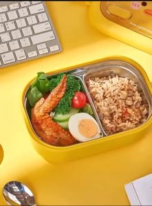 Cute Wheat Duck Stainless Steel Lunch Box Creative Childrens Compartment Thermal Insulation Portable Office