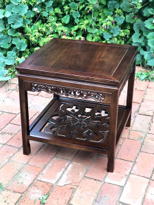 Chinese Style Square Solid Wood Side Table Elm Wood Living Room Small Tea Table Side Cabinet Flower Rack Simple Sofa Side Table Corner Table