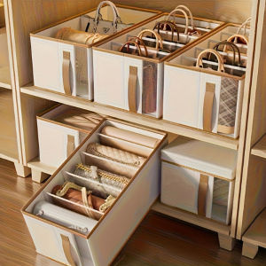 Large Capacity Handbag Organizer Box Multi-purpose Open Top Storage Box Wardrobe Clothes Pants Storage Bins With Dividers