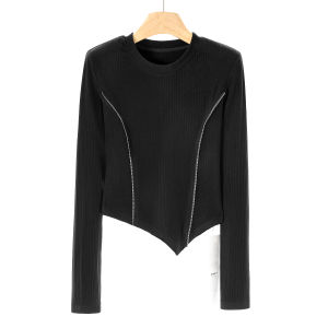 เสื้อสเวตเตอร์ถักทรงเข้ารูปคอปกกลมแบบซิปตกแต่งสีสันสดใส ทรงเข้ารูป แขนยาว ปกติ คอปกกลม ผ้าถัก ฤดูใบไม้ร่วง 2025