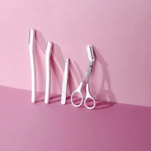 6PCs Portable Eyebrow Kit With Trimmer Scissors Tweezers Full Set Makeup Beauty Tool Eyebrow Scissors With Comb