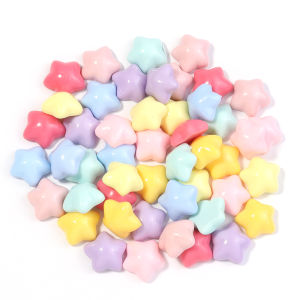 50pcs/lot Colorful Star Resin Patches Flat Back Star Beads For Jewelry Making DIY Girls Hair Clips Headwear Accessories