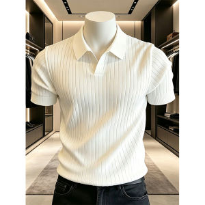 Áo Thun Polo Knit Trắng Ôm Body Cổ Hải Âu Ice Silk Casual