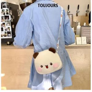 กระเป๋าสะพายข้างผ้าฝ้ายลายแพนด้า กระเป๋าสะพายข้างแบบสะพายไหล่ข้างเดียวสำหรับผู้หญิง กระเป๋าสะพายข้างแบบทันสมัย กระเป๋าสะพายข้างลายสัตว์